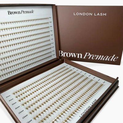 Brown Narrow Premade Fans - Mixede lengder